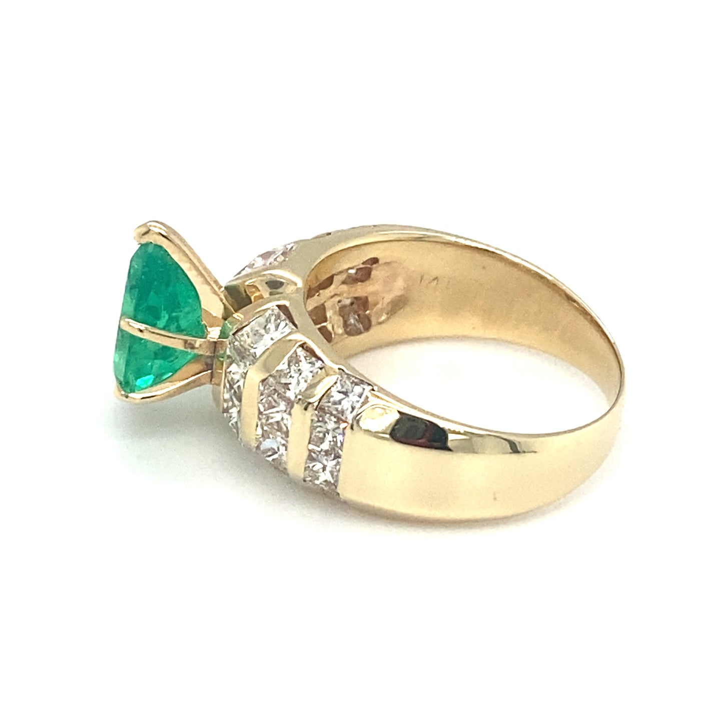 Circa 1990s 1.50ct Pear Cut Emerald and Diamond Ring in 14K Gold