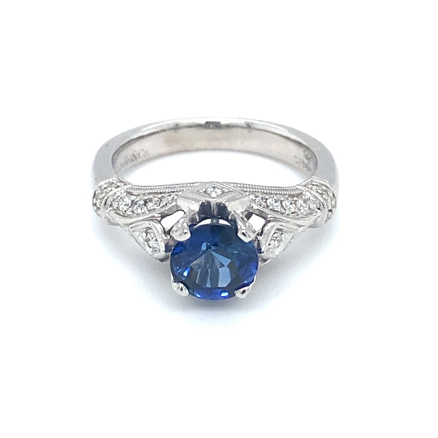 GABRIEL & CO 2.0ct Iolite and Diamond Engagement Ring in 14K White Gold
