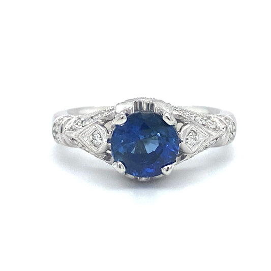 GABRIEL & CO 2.0ct Iolite and Diamond Engagement Ring in 14K White Gold