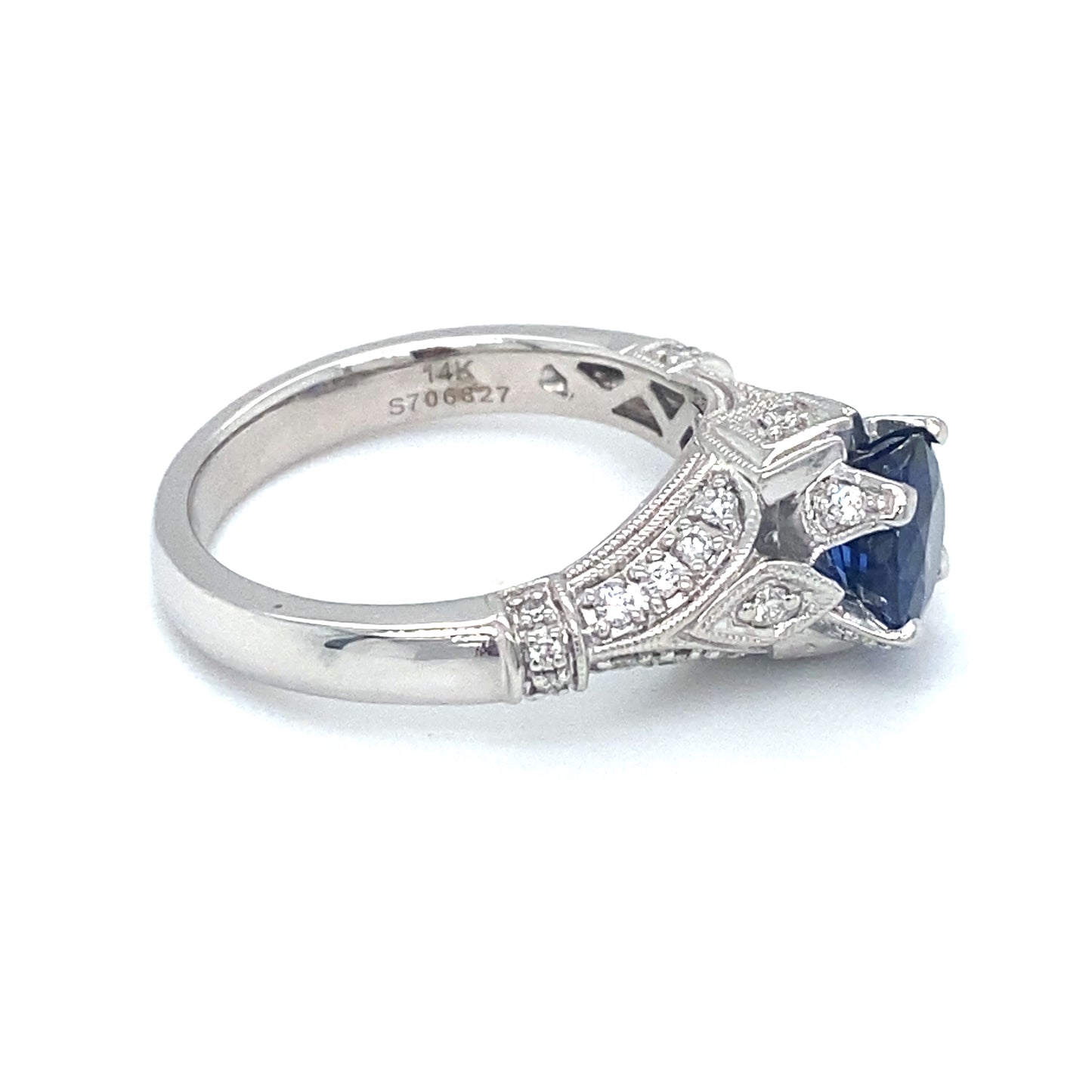 GABRIEL & CO 2.0ct Iolite and Diamond Engagement Ring in 14K White Gold