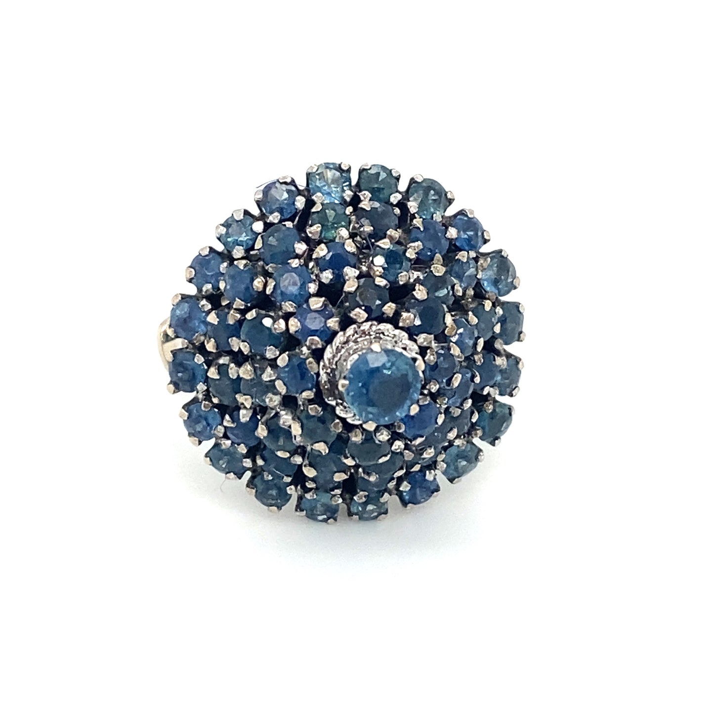Circa 1950s Sapphire Tiered Princess Ring in 14K White Gold