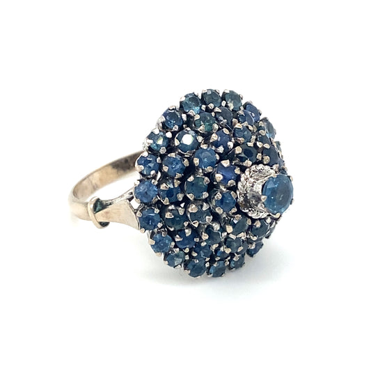Circa 1950s Sapphire Tiered Princess Ring in 14K White Gold