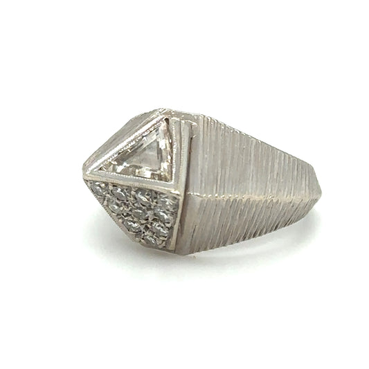 Retro 1960s 1.50 Carat Diamond Geometric Ring in 14K White Gold