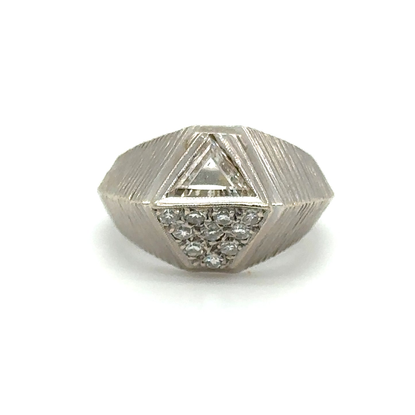 Retro 1960s 1.50 Carat Diamond Geometric Ring in 14K White Gold