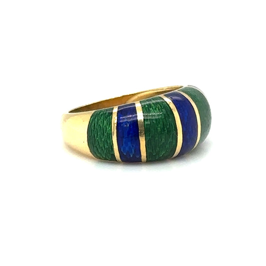Circa 1960s TIFFANY & CO. Enameled Band Ring in 18K Gold