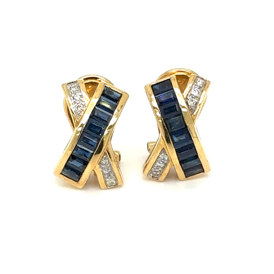 LE VIAN X Style Earrings with Sapphires and Diamonds in 18K Gold