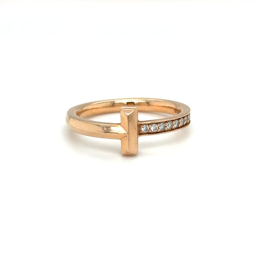 Tiffany & Co. T1 Ring With Diamonds In 18K Rose Gold