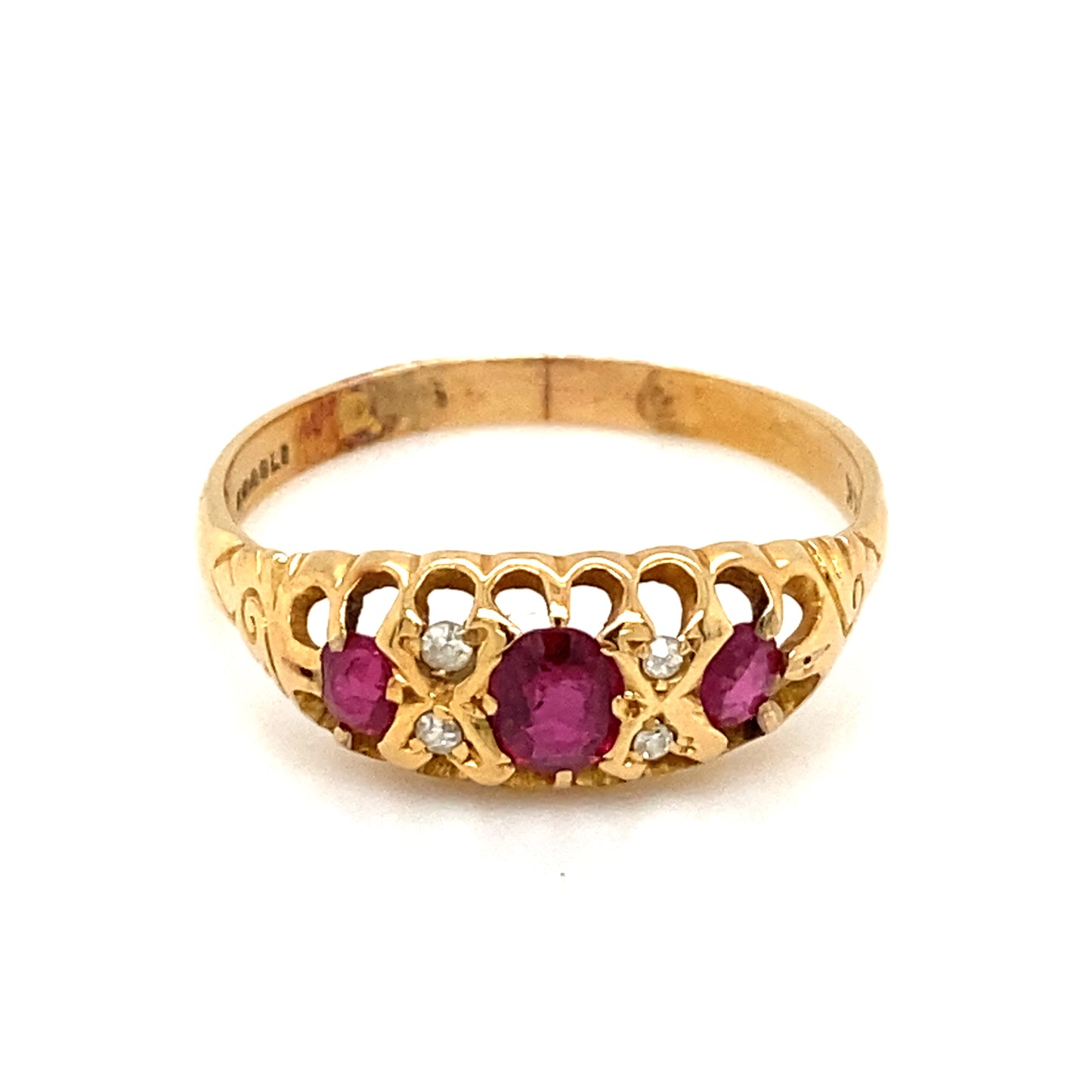 Circa 1910s Edwardian Oval Ruby and Diamond Ring in 14K Gold