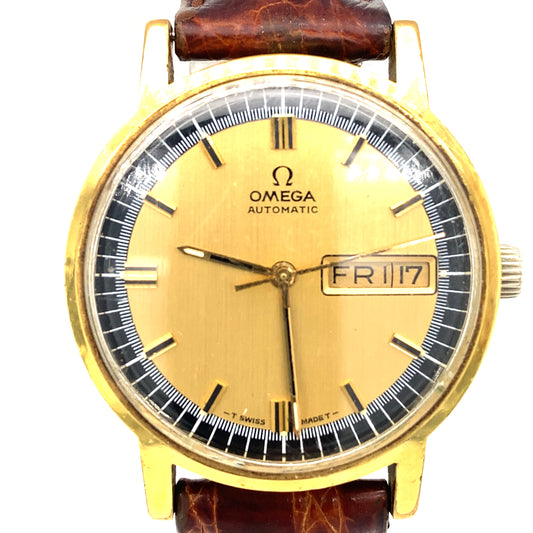 Circa 1990s OMEGA Wrist Watch with Date Function and Gold Tone Case