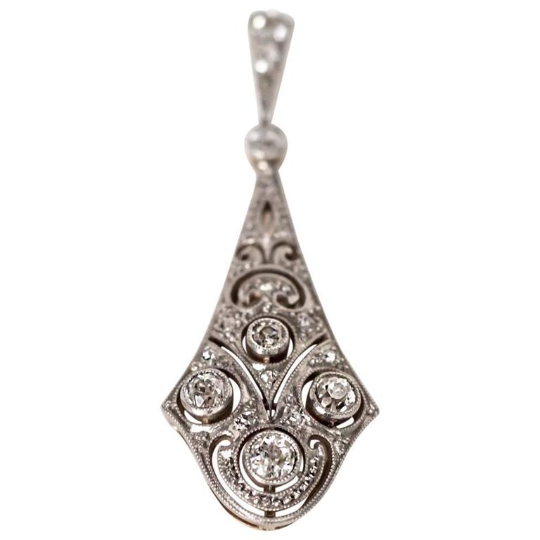 1920s Diamond, Platinum, Gold Pendant