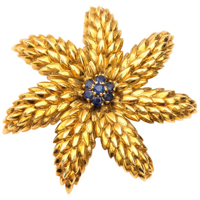 1950s Tiffany & Co. Schlumberger 18K Gold & Sapphire Starfish