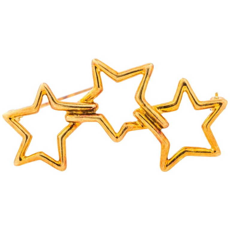 1986 Tiffany & Co. 18K Yellow Gold 3 Star Pin