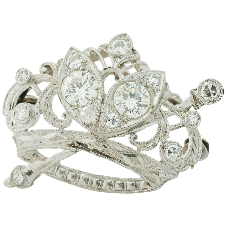 1935 Diamond & Platinum Crown & Scepter Pin, Pendant