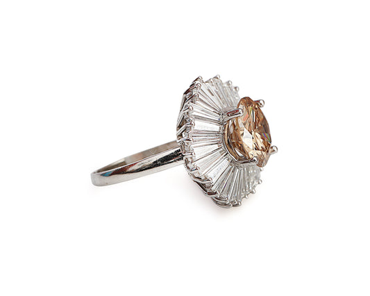 Vintage Convertible Cocktail Ring 5.49 carat GIA Brown Diamond