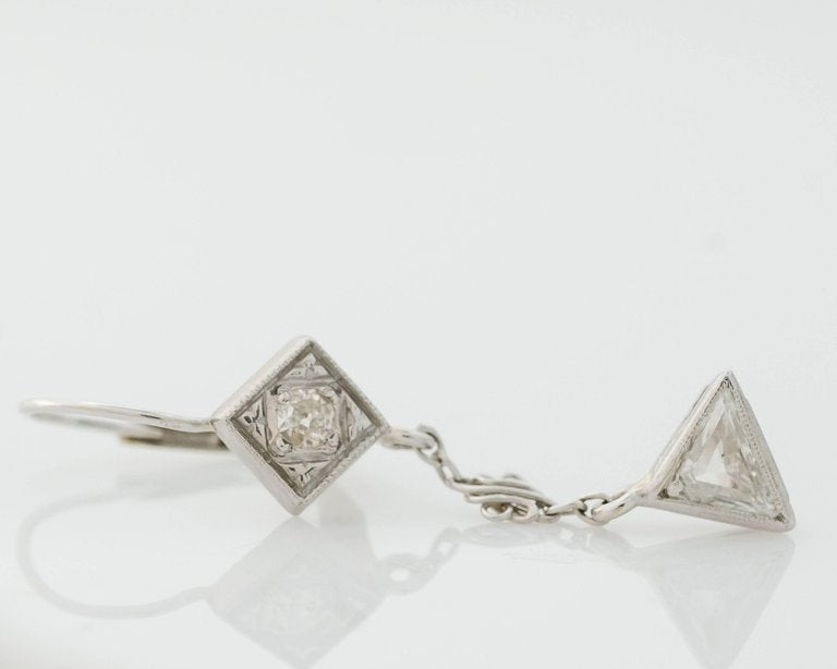 1920s Art Deco 0.50 cttw Diamond & 14k Gold Dangle Earrings