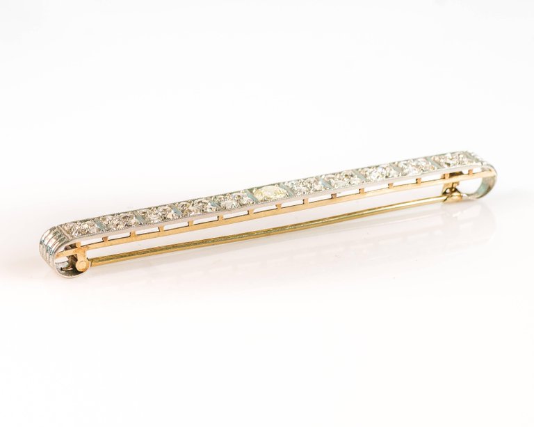 1920s Platinum, 14K White Gold & Diamond Bar Pin