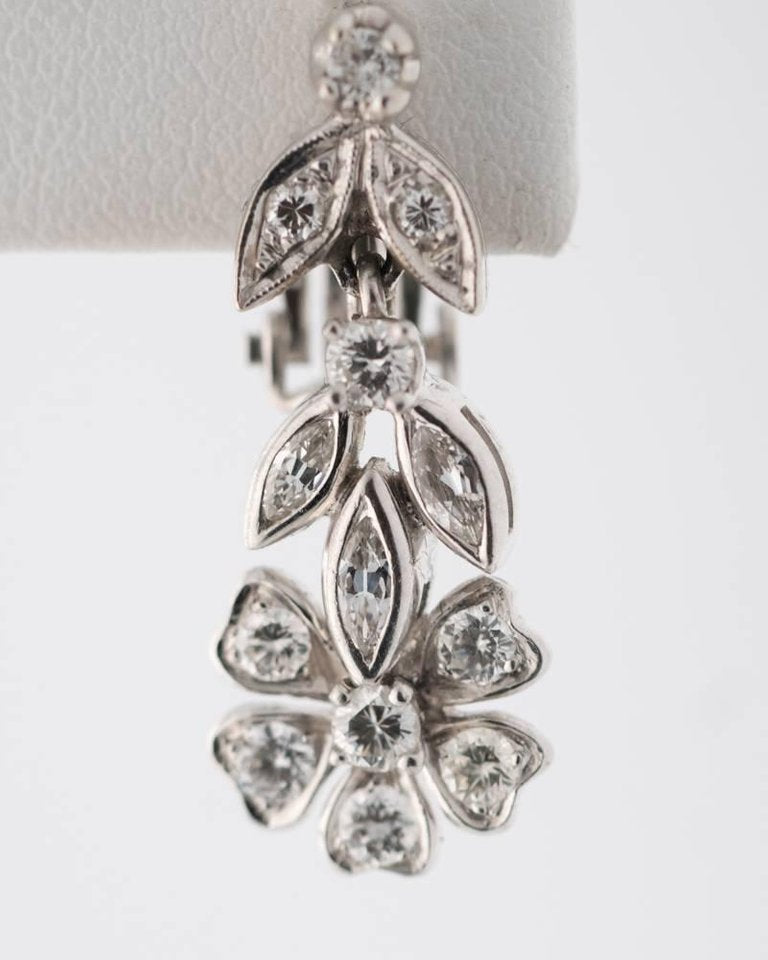 1940s 1 carat Diamond, 14k Gold Earrings