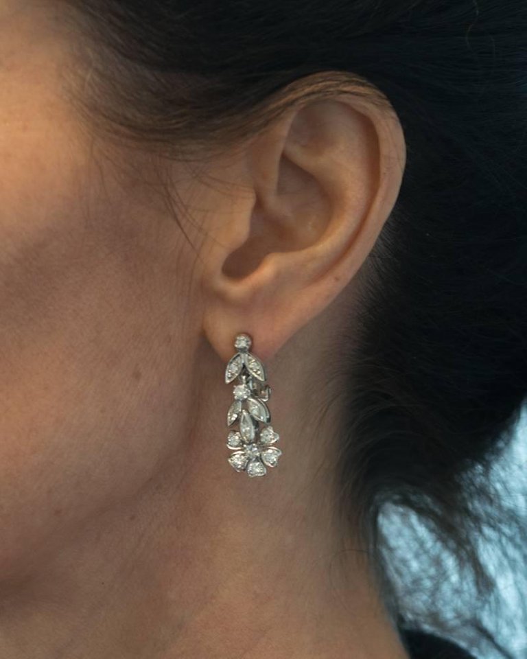 1940s 1 carat Diamond, 14k Gold Earrings