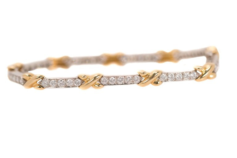 Diamond, Platinum & 18k Gold Link Tennis Bracelet
