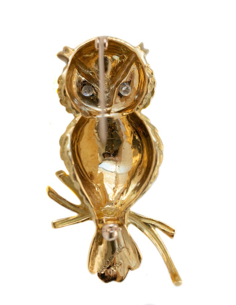 Tiffany and Co. 18k Gold Owl Brooch