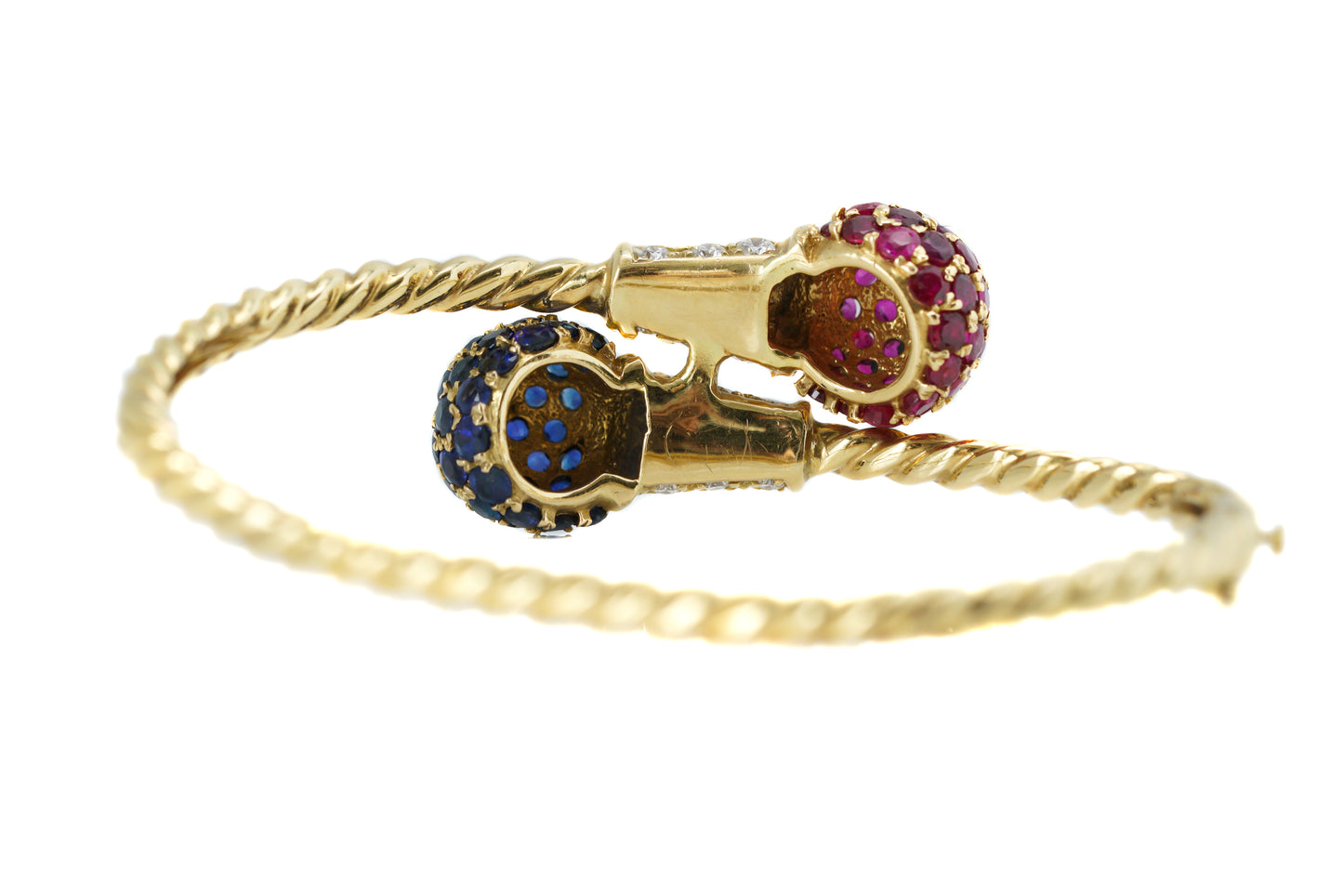 18k Gold Ruby & Sapphire Bangle Bracelet