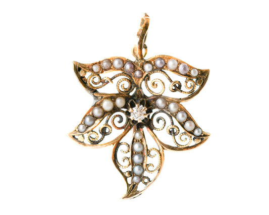 Victorian Floral Gold Convertible Pendant / Pin