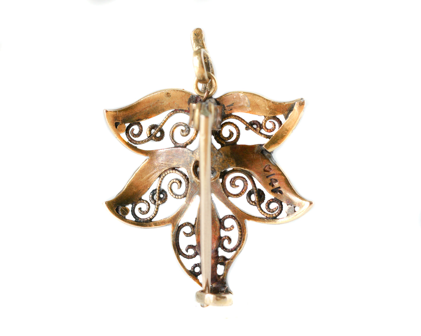Victorian Floral Gold Convertible Pendant / Pin