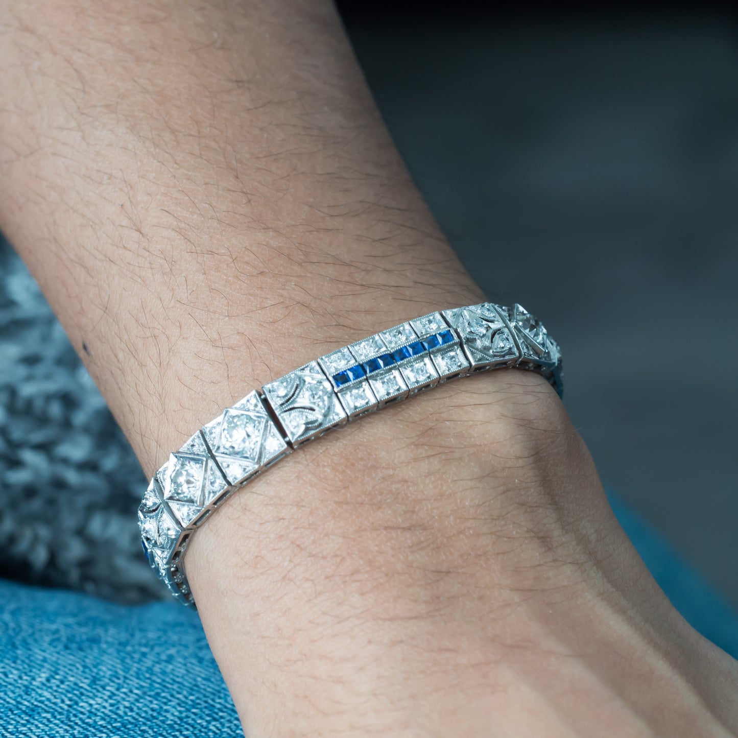 Platinum, Sapphire and Diamond Bracelet