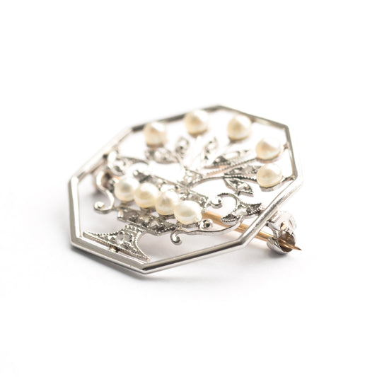 Pearl Platinum and Yellow Gold Tiffany & Co. Brooch