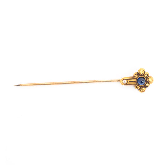 14k Yellow Gold Sapphire Pin