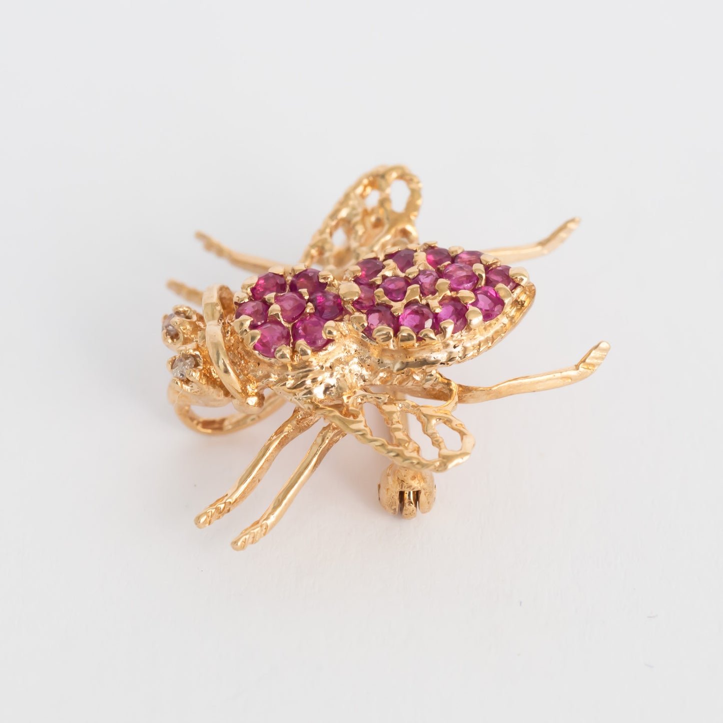 .50 Carat Total Weight Ruby Yellow Gold Brooch