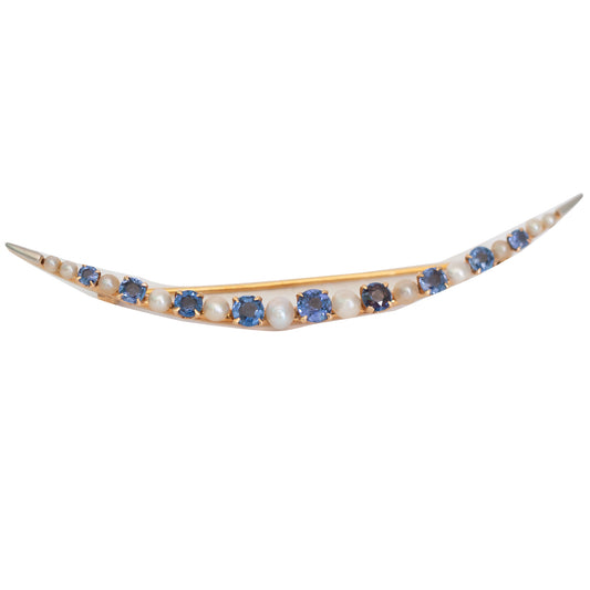 .40 Carat Total Weight Blue Sapphire Yellow Gold Pin