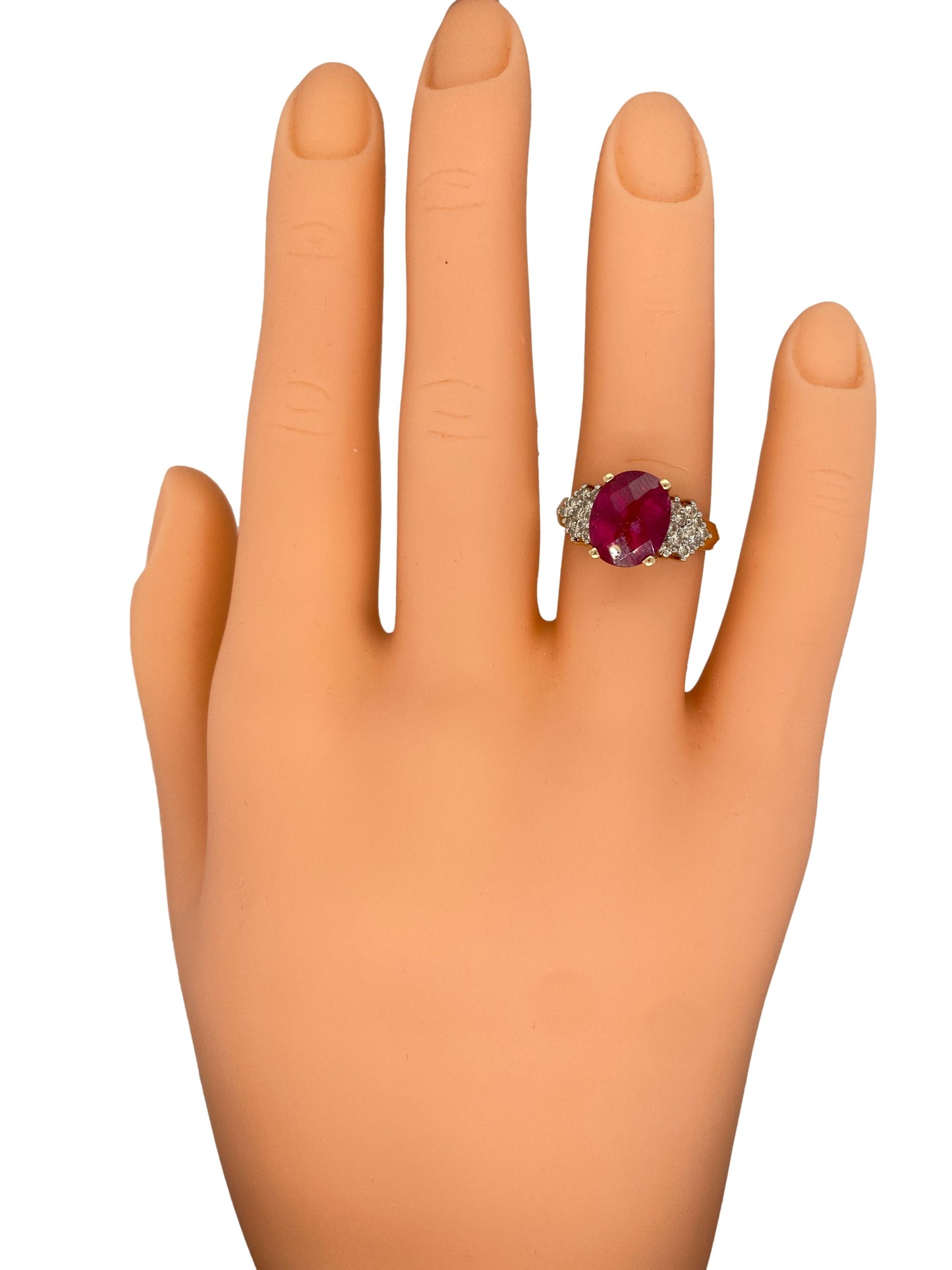 Circa 2000s Oval Pink Tourmaline and Diamond Cocktail Ring in 14k Gold