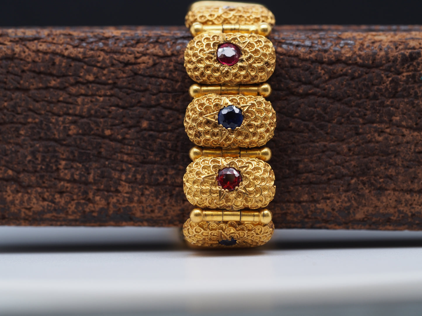 14K Yellow Gold Victorian Bracelet with Color Stones