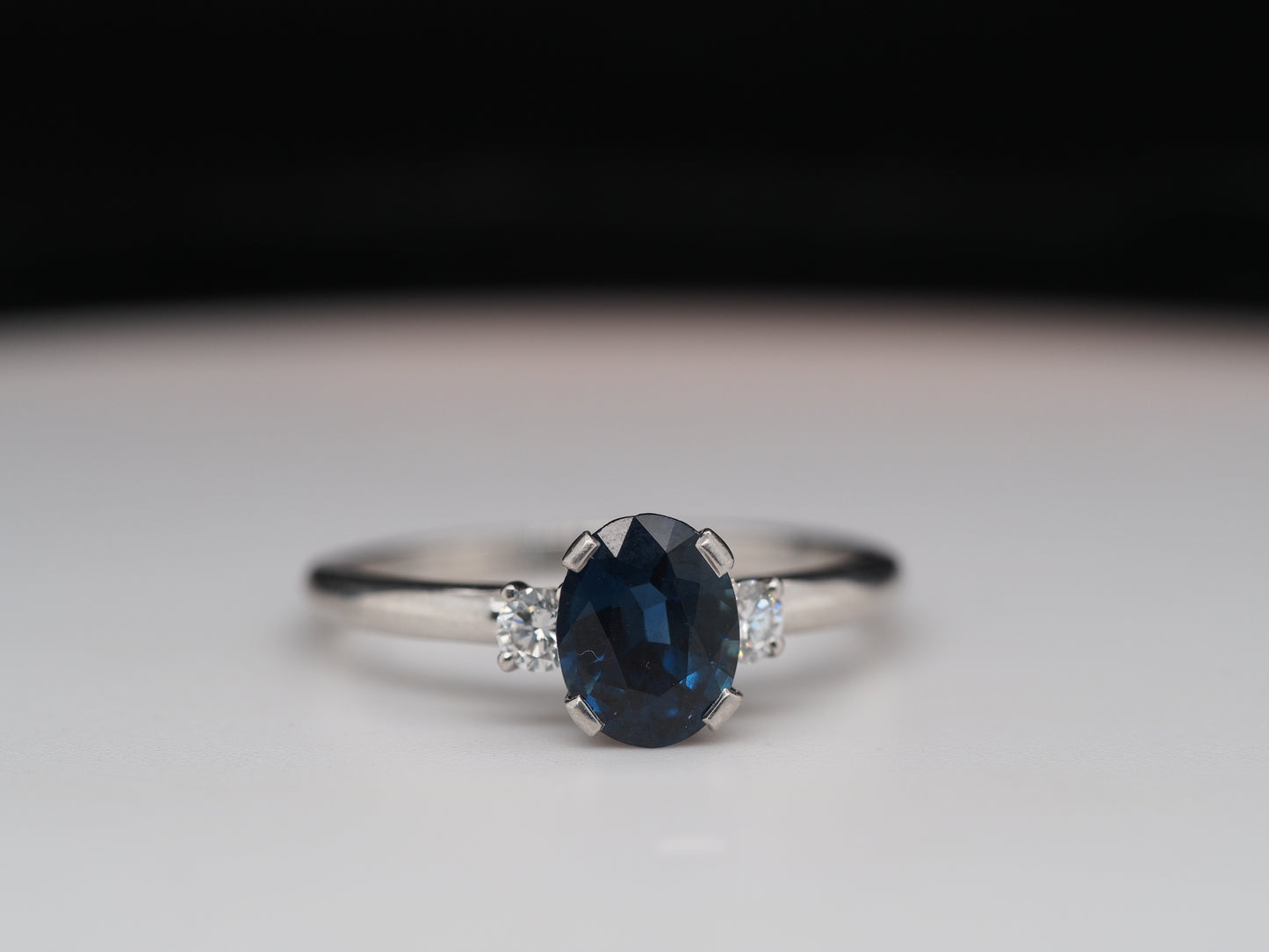 1980s Tiffany & Co Platinum Sapphire and Diamond Engagement Ring