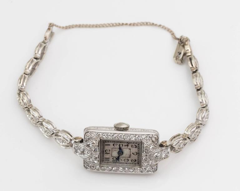 1884 Victorian 14K White Gold & Diamond Watch