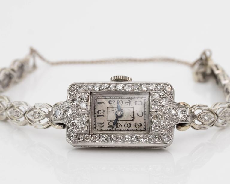 1884 Victorian 14K White Gold & Diamond Watch