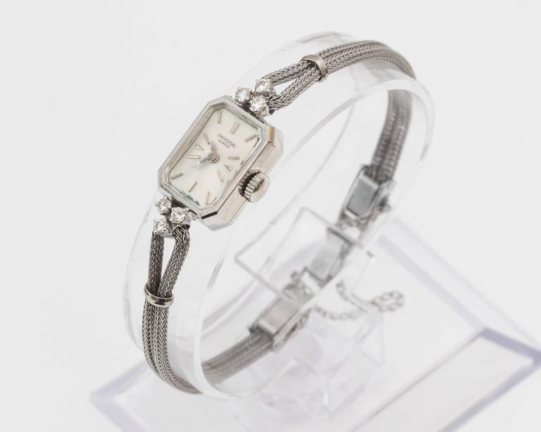 1950s Universal 14K White Gold & Diamond Watch