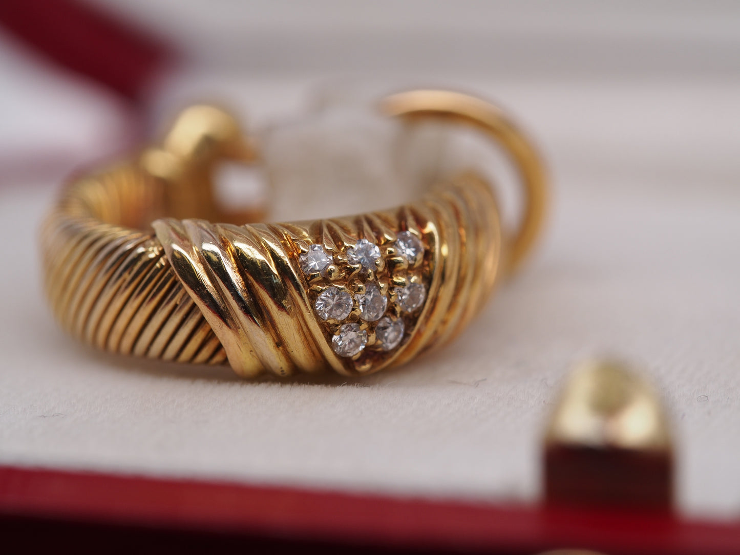 Cartier 18K Yellow Gold and Diamond Hoop Earrings