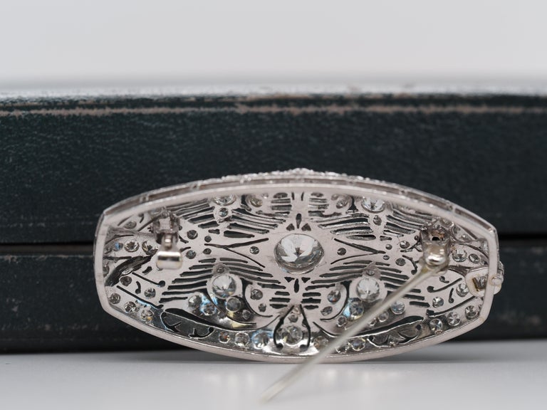 1920s Platinum Art Deco Old European Cut Diamond Pendant and Brooch