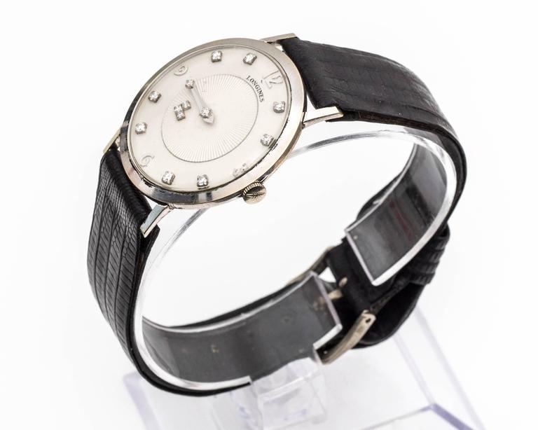 1950s Longines Mystery Diamond & 14K White Gold Watch