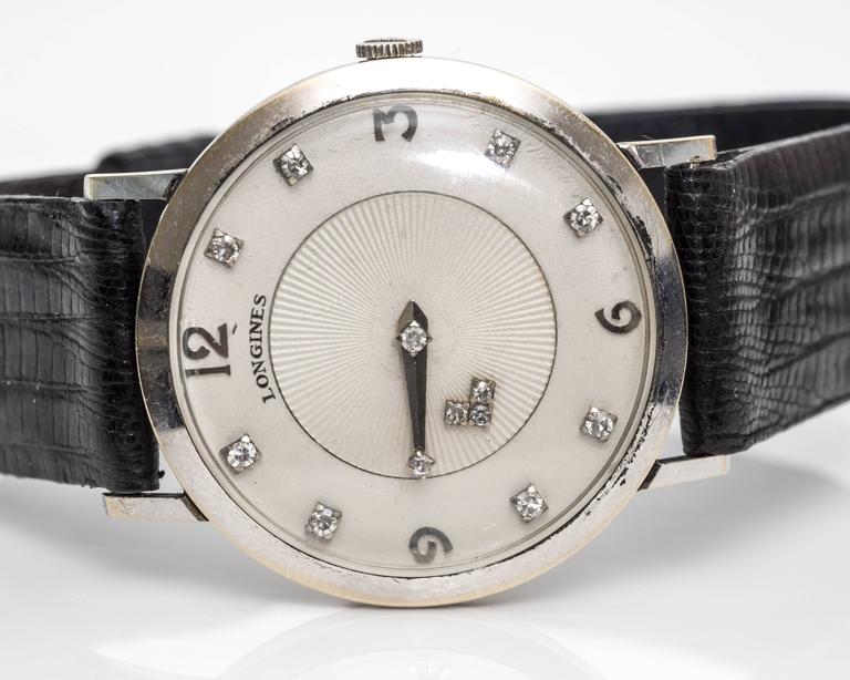 1950s Longines Mystery Diamond & 14K White Gold Watch