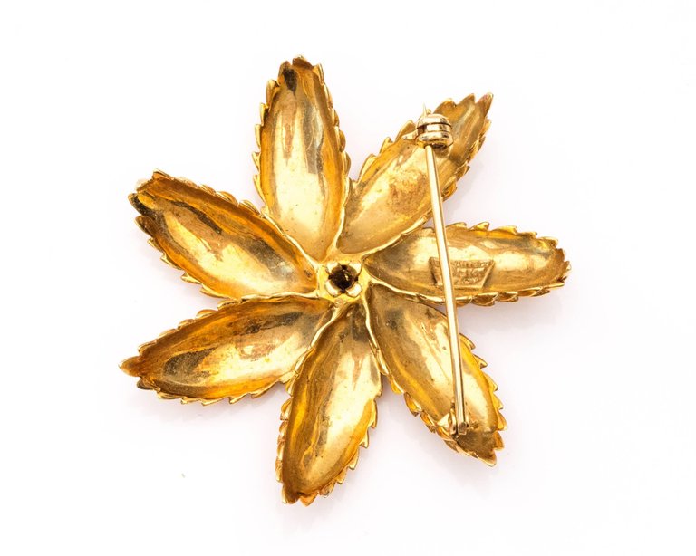 1950s Tiffany & Co. Schlumberger 18K Gold & Sapphire Starfish Flower Brooch