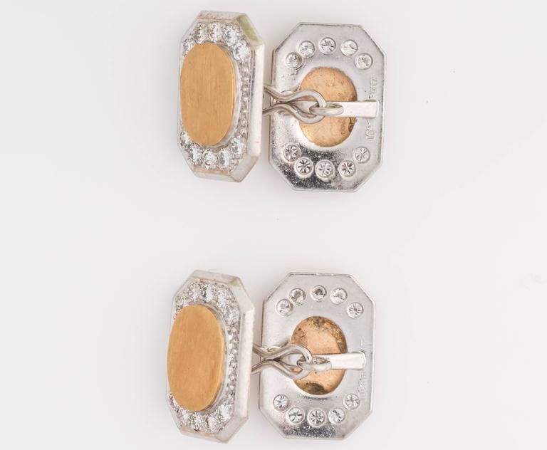 1950s 18K Gold, Platinum & Diamond Cufflinks