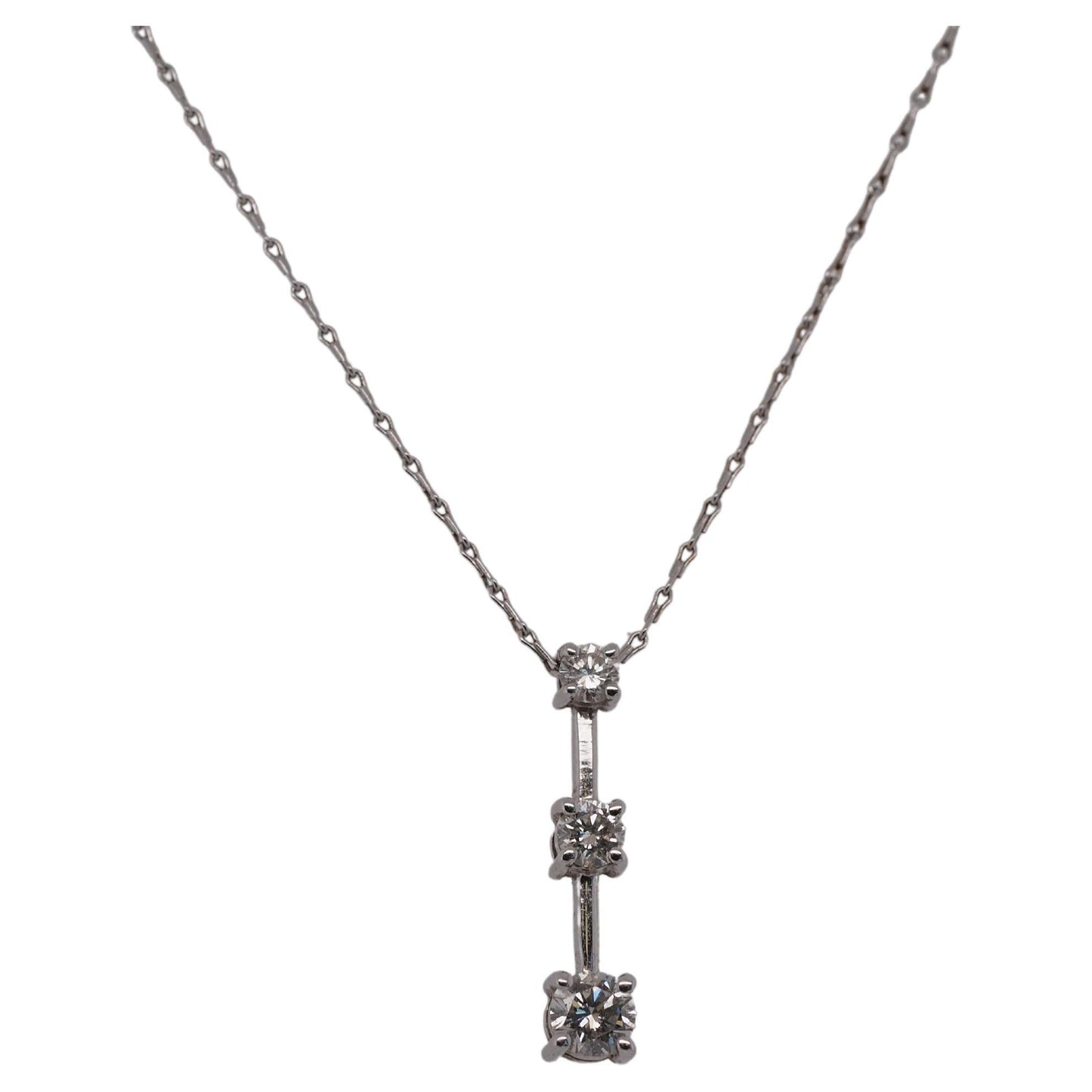 14K .70ct Diamond Three Stone Pendant with Chain