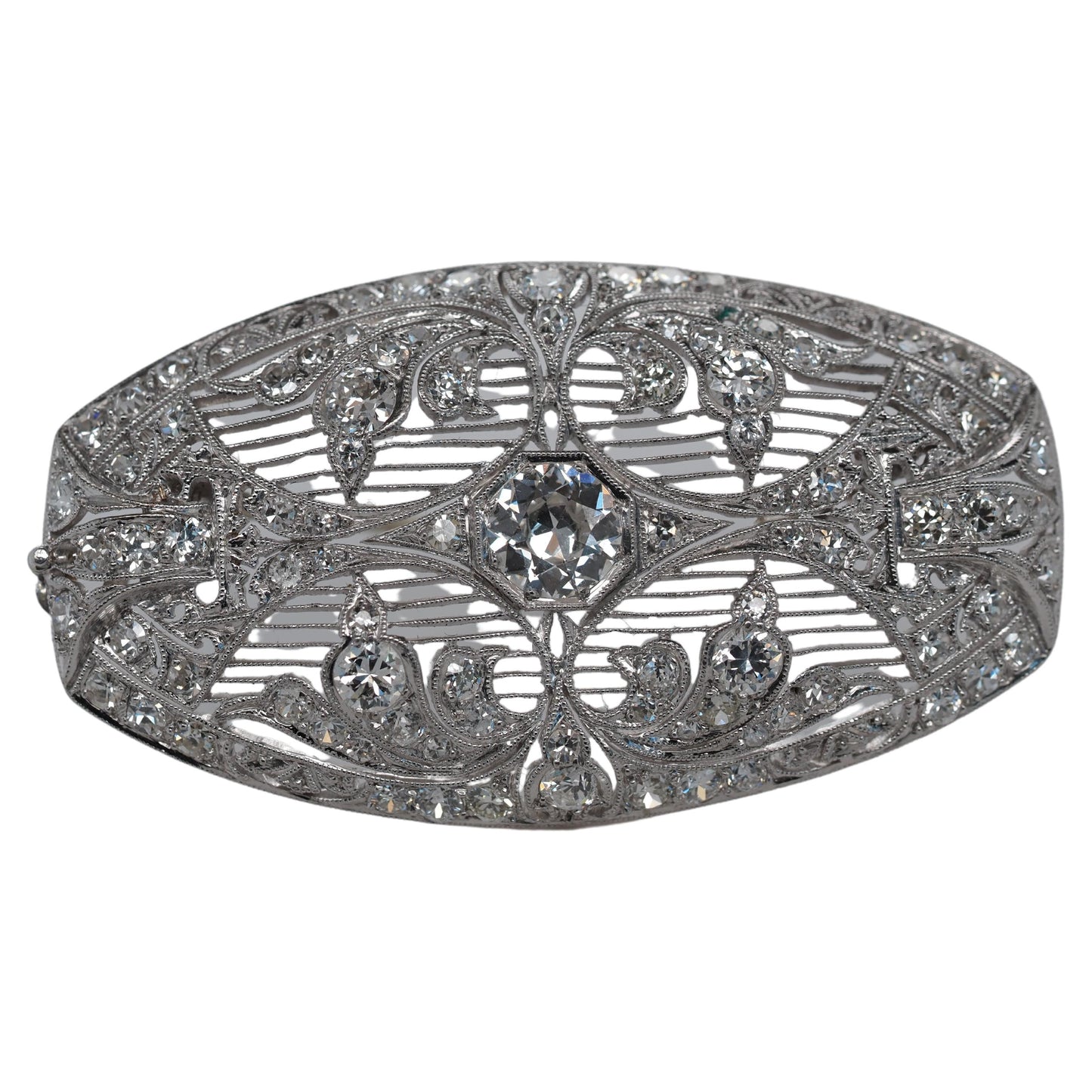 1920s Platinum Art Deco Old European Cut Diamond Pendant and Brooch