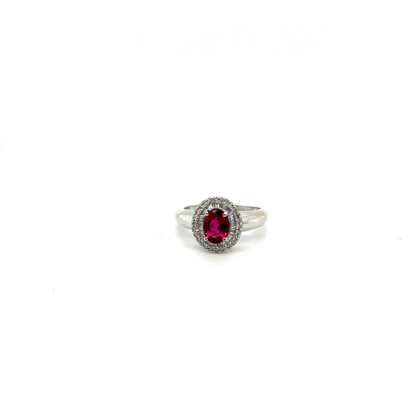 14K Rubellite Diamond Halo Engagement and Cocktail Ring