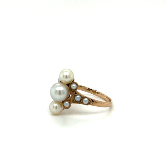 Vintage Pearl 10K Rose Gold Ring
